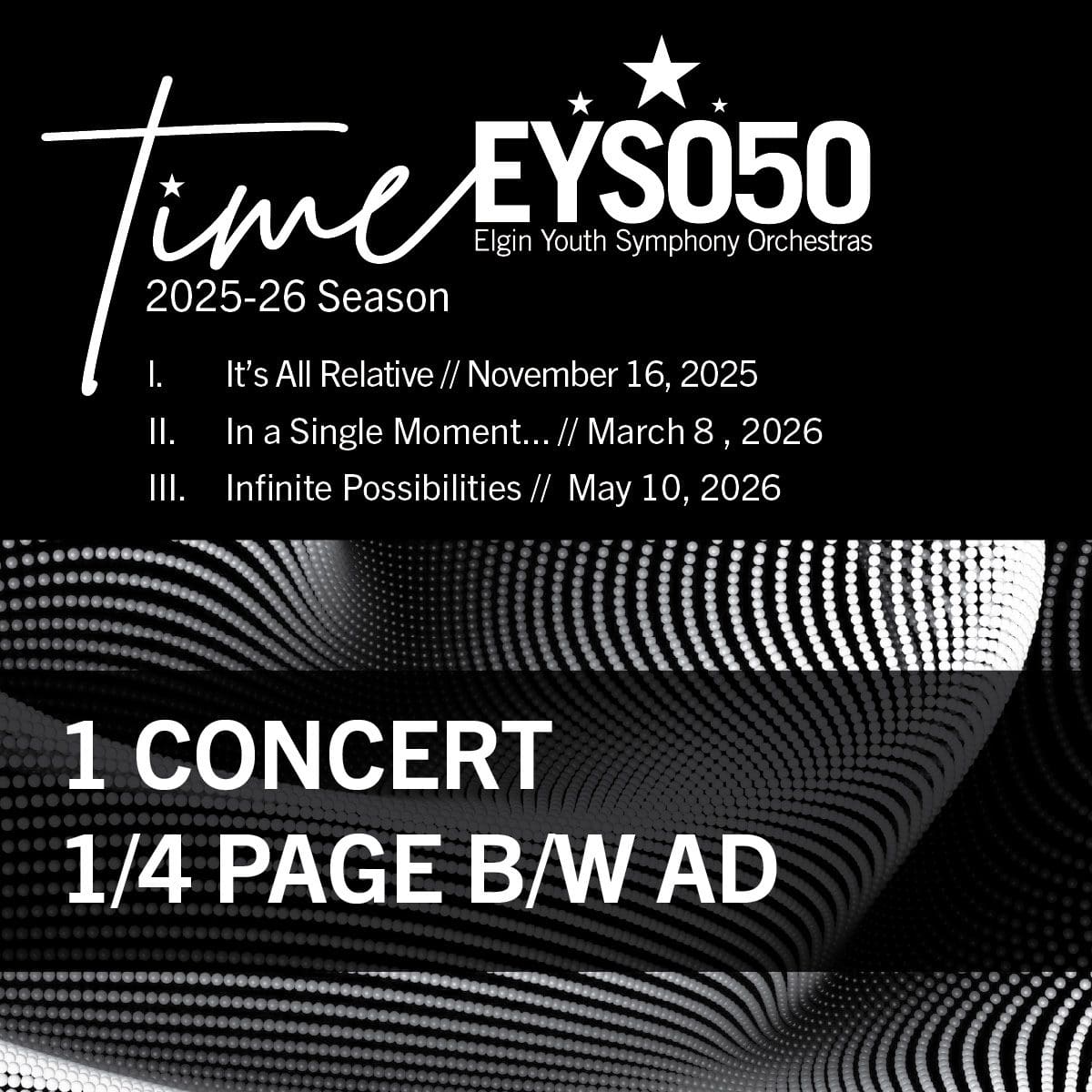 1 Concert 1/4 Page B/W Ad